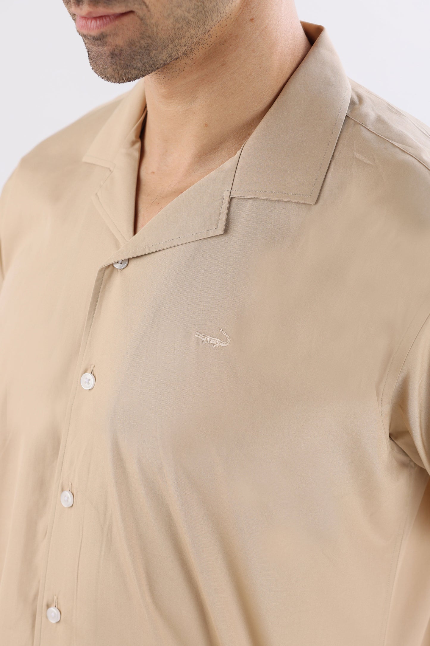 Crocodile Mens Semi Casual Leisure Fit Hs Shirt Brown - Toasted Nut