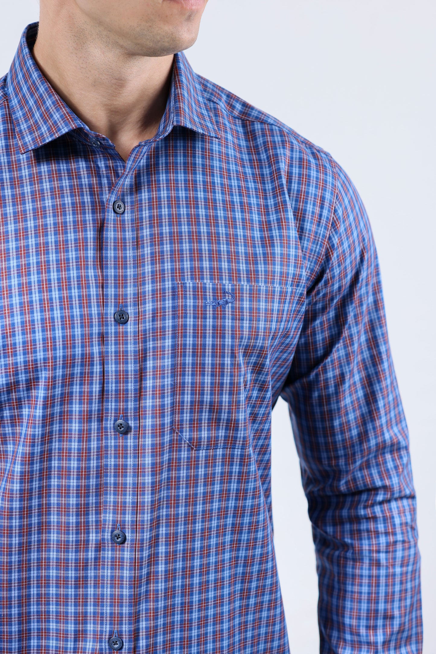 CROCODILE MEN SEMI CASUAL SLIM FIT FS SHIRT-FAIENCE