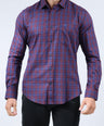 CROCODILE MEN SEMI CASUAL SLIM FIT FS SHIRT-BROWN SEQUOIA