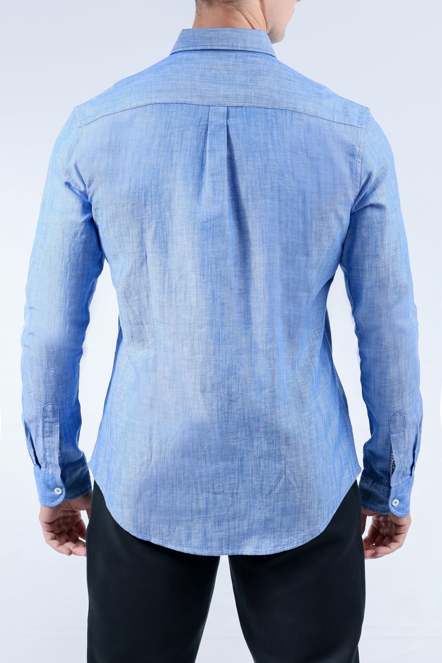 Crocodile Men Semi-Casual Plain Slim Fit Shirt - Baby Blue