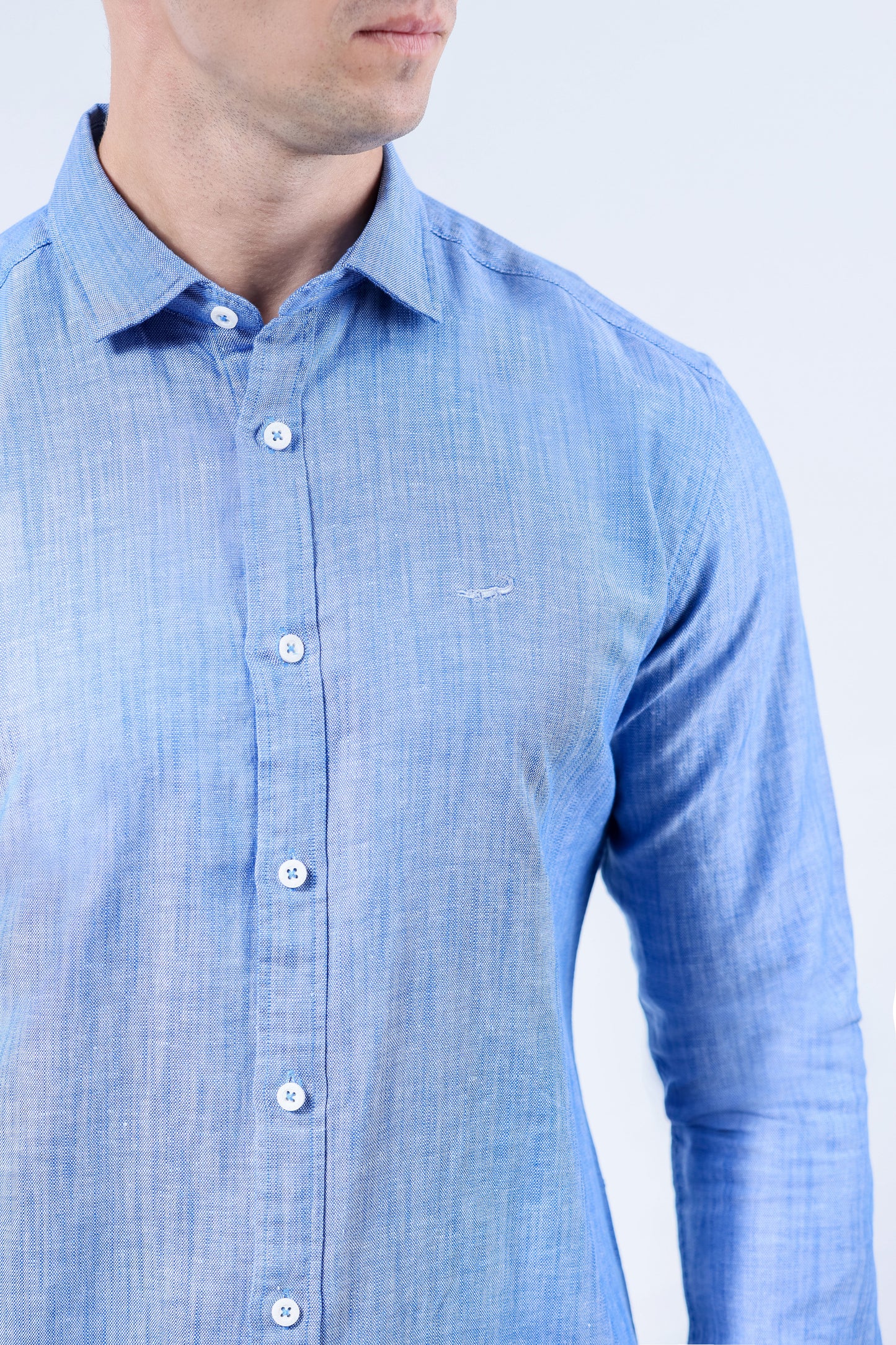 Crocodile Men Semi-Casual Plain Slim Fit Shirt - Baby Blue