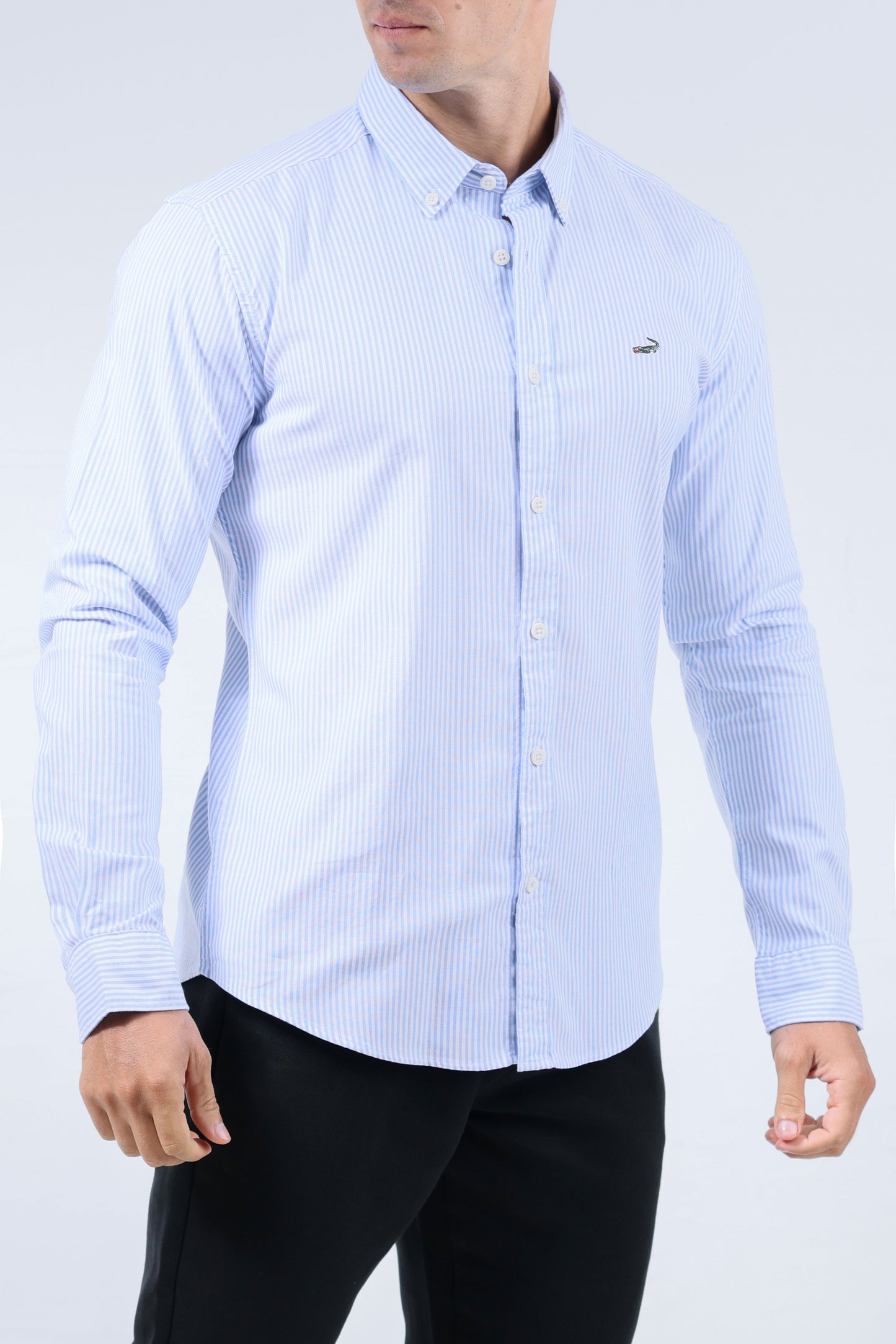 CROCODILE MEN SEMI CASUAL SLIM FIT SHIRT-BABY BLUE