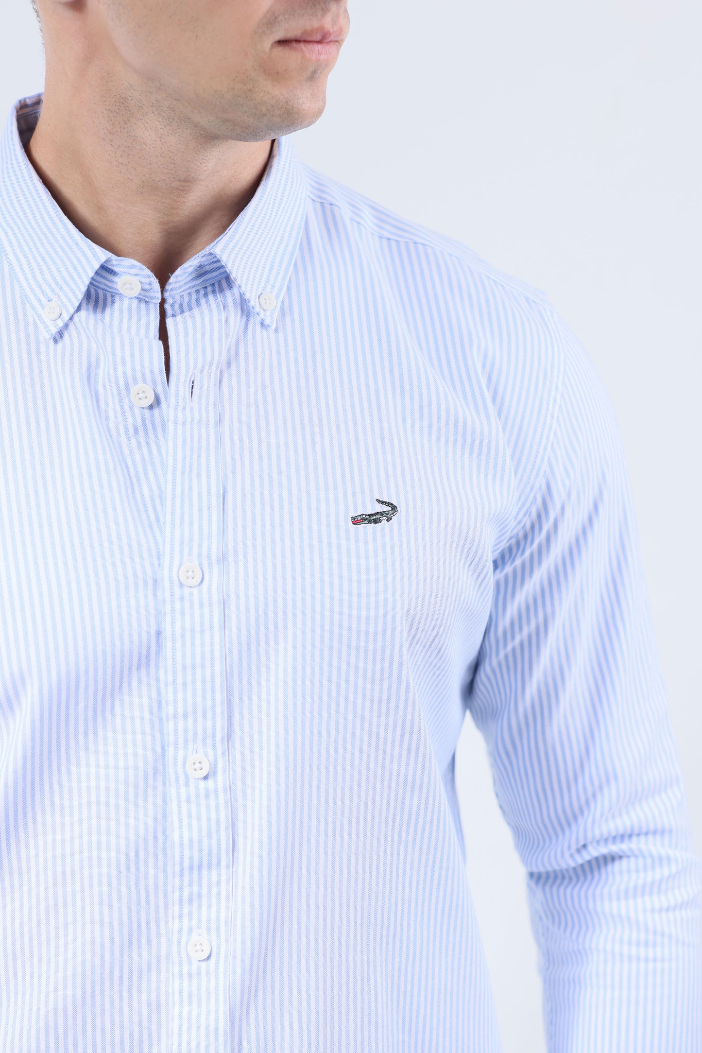 CROCODILE MEN SEMI CASUAL SLIM FIT SHIRT-BABY BLUE