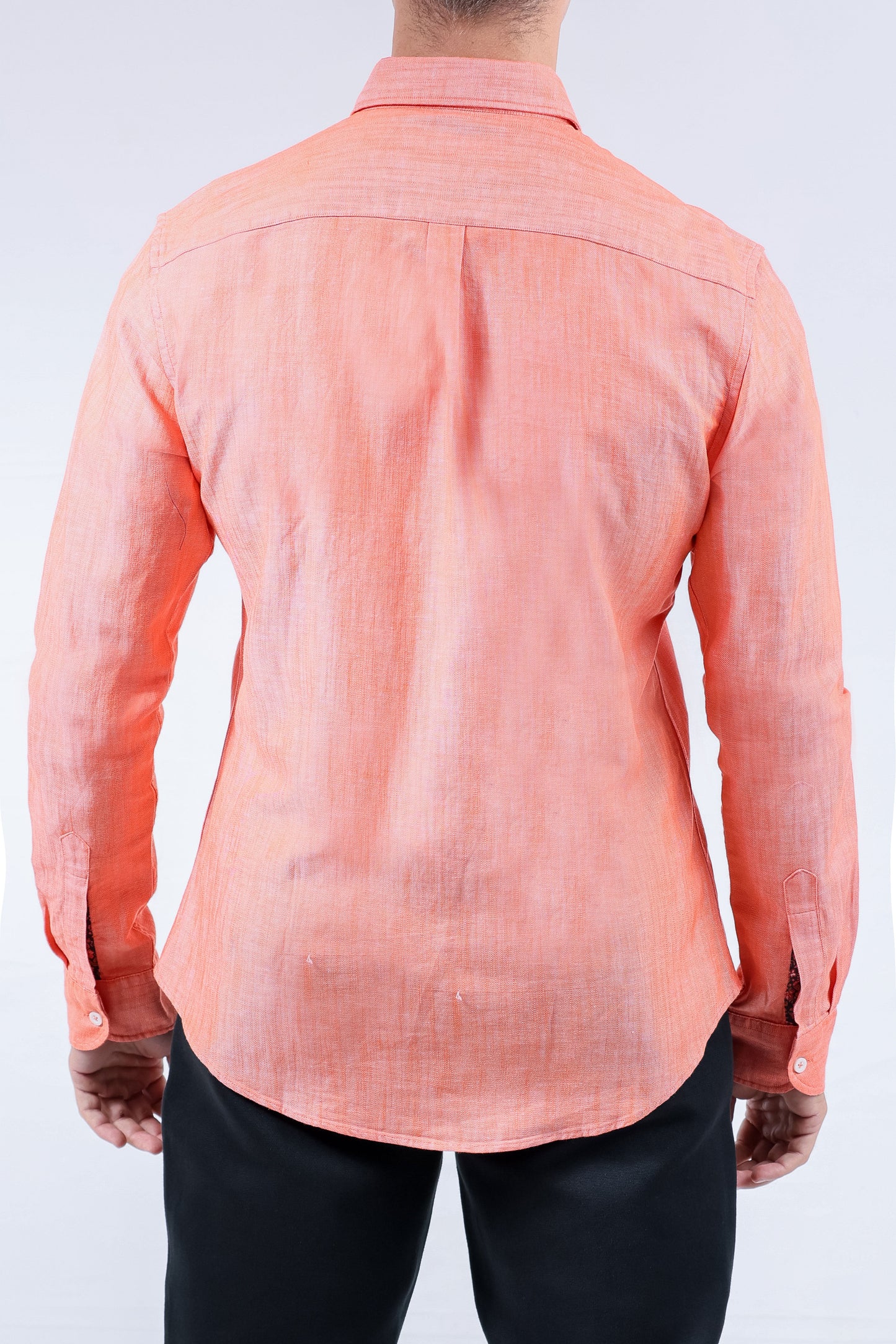 Crocodile Men Semi-Casual Plain Slim Fit Shirt - Apricot Orange