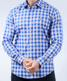 Crocodile Men Semi-Casual Checks Slim Fit Shirt - Dazzling Blue