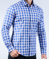 Crocodile Men Semi-Casual Checks Slim Fit Shirt - Dazzling Blue