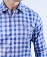 Crocodile Men Semi-Casual Checks Slim Fit Shirt - Dazzling Blue