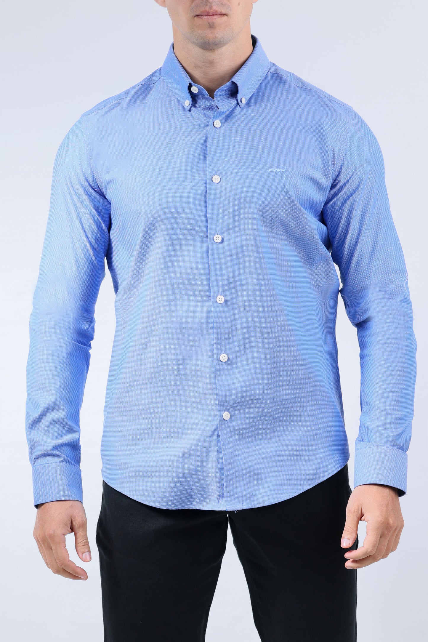 CROCODILE MEN SEMI CASUAL SLIM FIT FS SHIRT- BABY BLUE