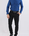 Crocodile Work & Travel Slim Fit Fs Shirt Blue - Moroccan Blue