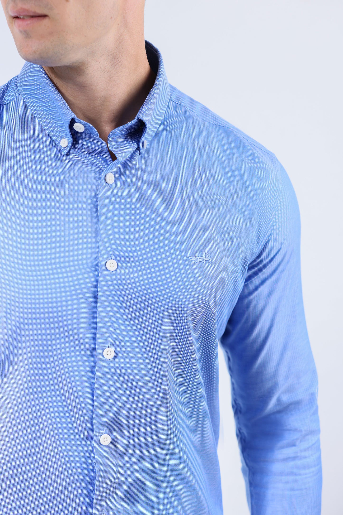 CROCODILE MEN SEMI CASUAL SLIM FIT FS SHIRT- BABY BLUE