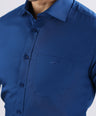 Crocodile Work & Travel Slim Fit Fs Shirt Blue - Moroccan Blue