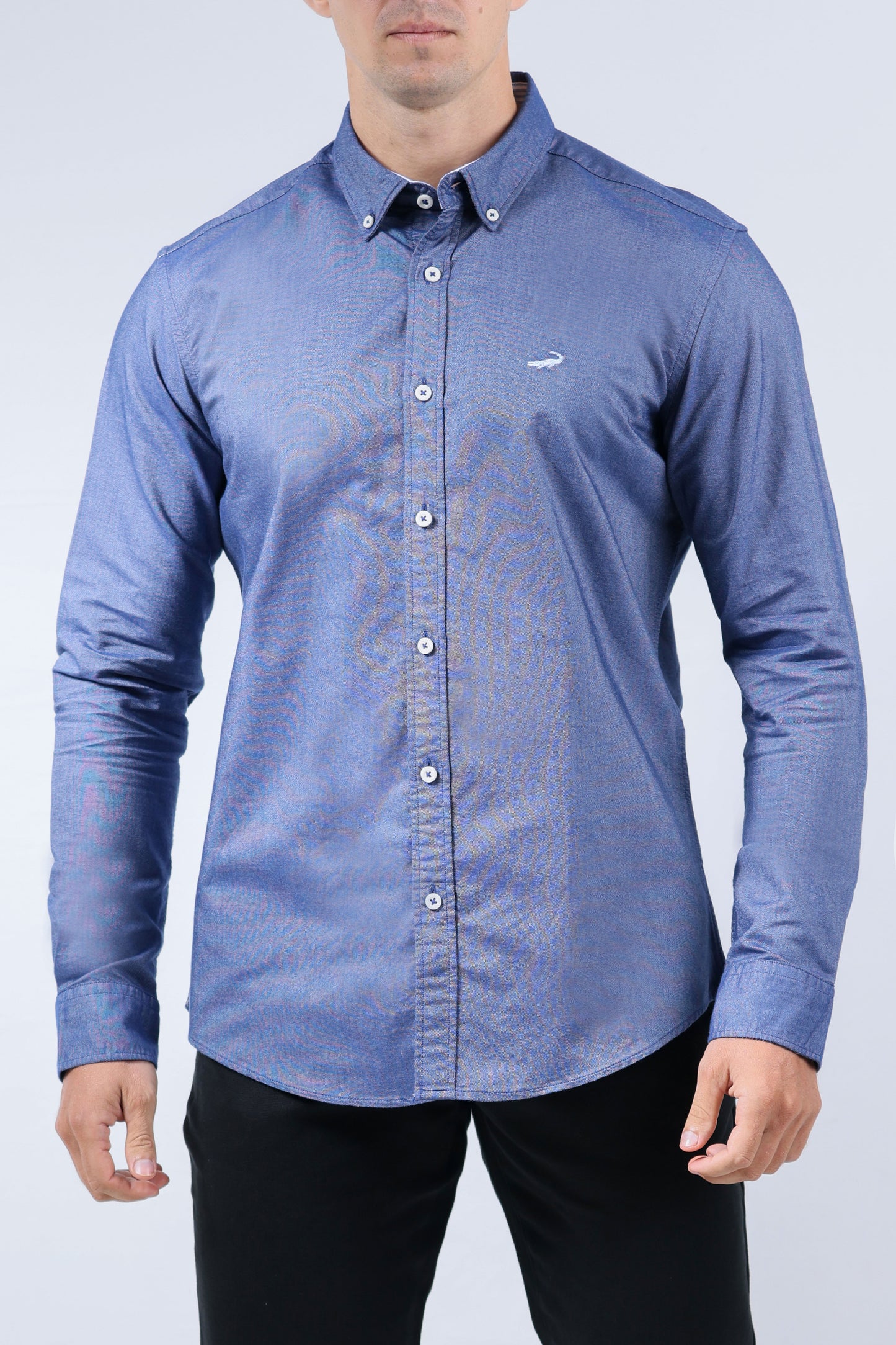 CROCODILE MEN SEMI CASUAL SLIM FIT FS SHIRT-NAVY