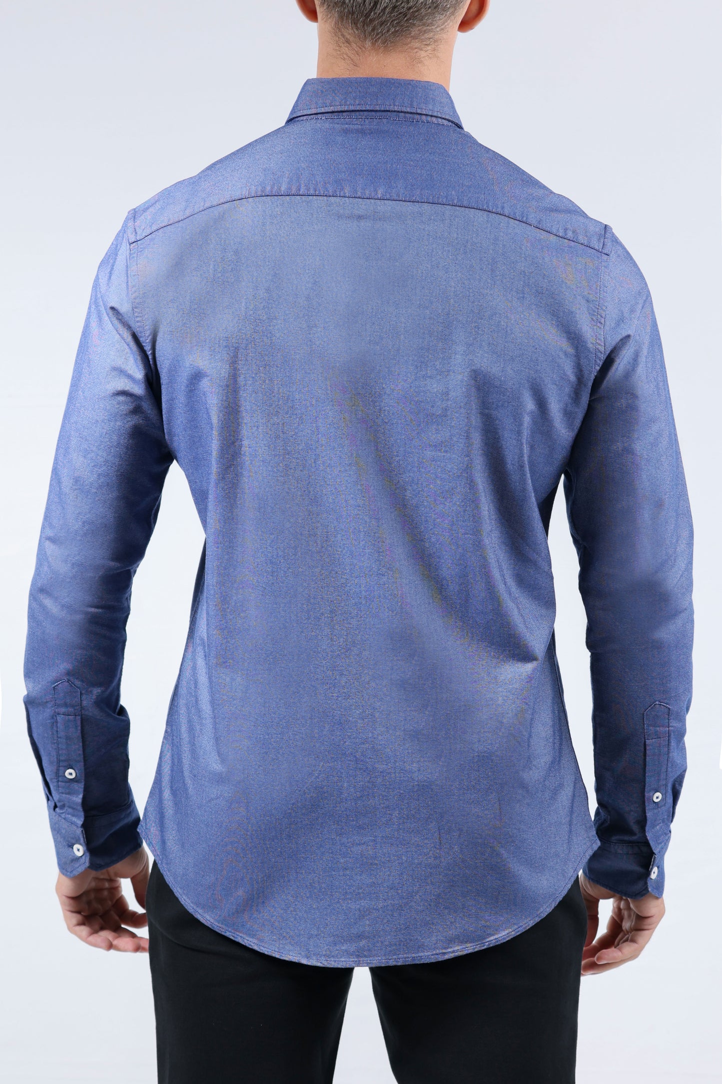 CROCODILE MEN SEMI CASUAL SLIM FIT FS SHIRT-NAVY