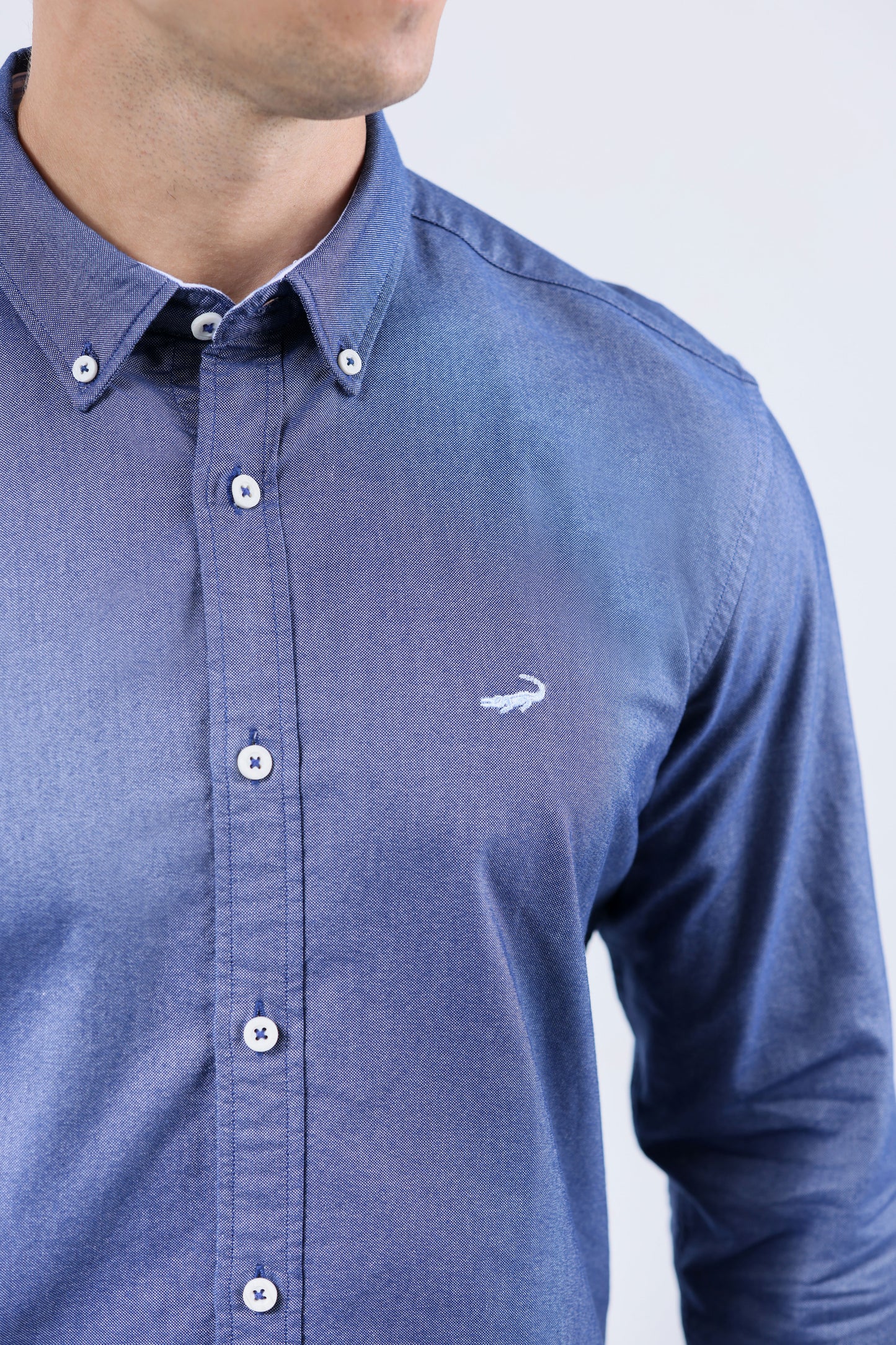 CROCODILE MEN SEMI CASUAL SLIM FIT FS SHIRT-NAVY