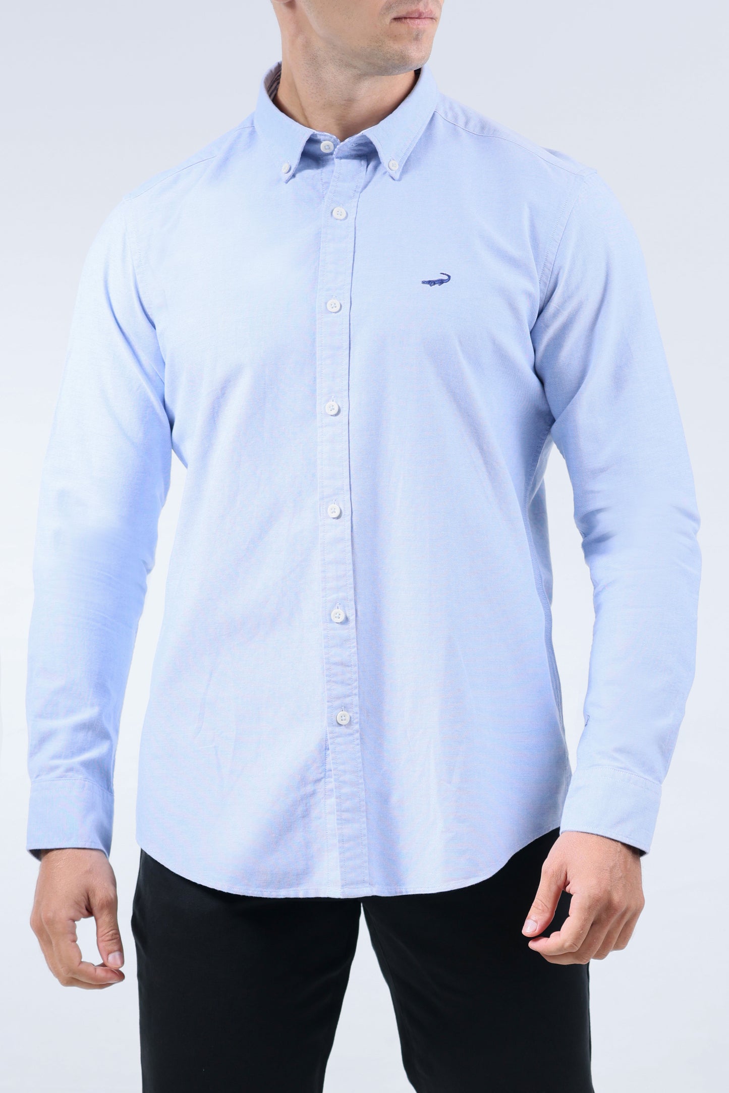 CROCODILE MEN SEMI CASUAL SLIM FIT FS SHIRT-DREAM BLUE