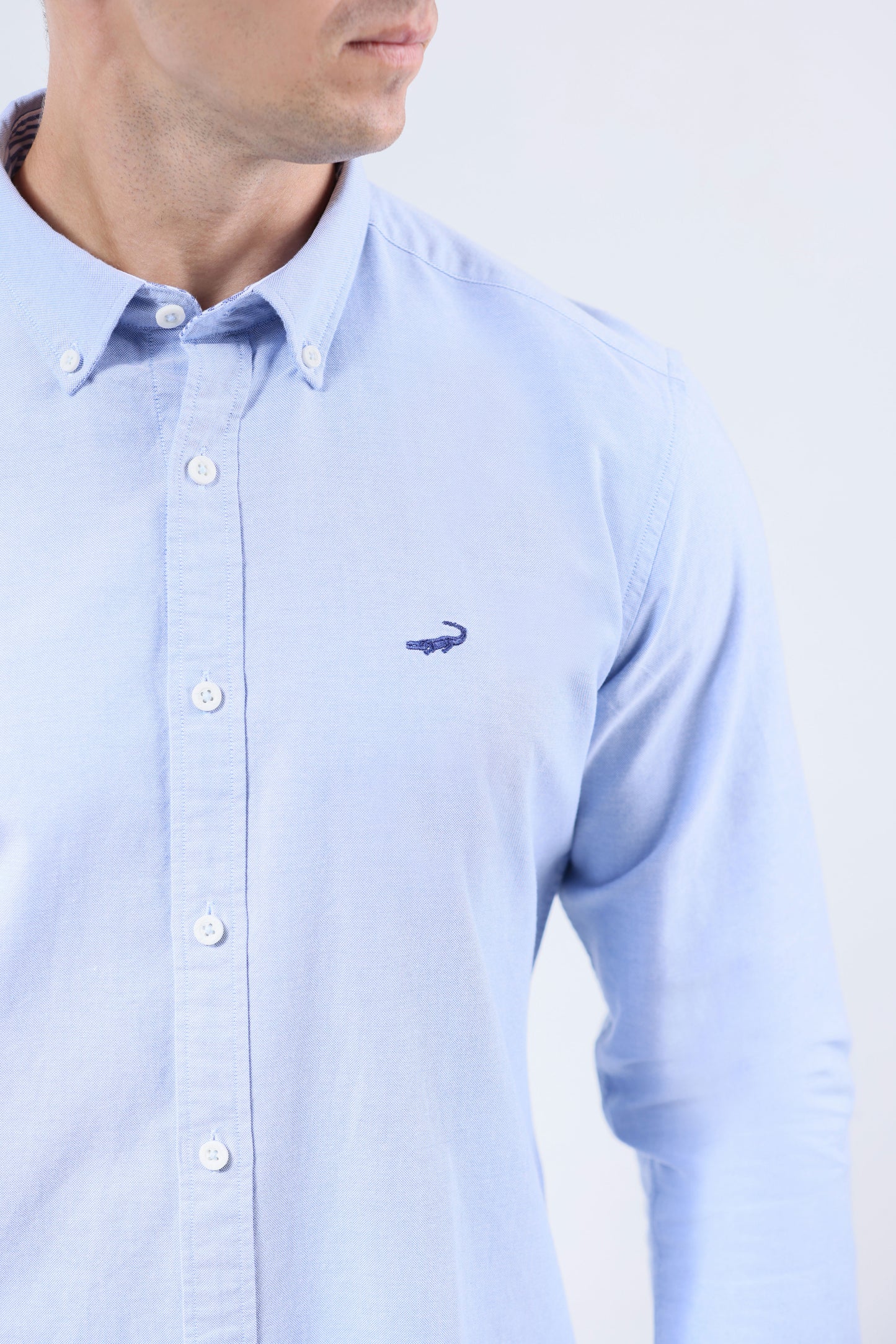 CROCODILE MEN SEMI CASUAL SLIM FIT FS SHIRT-DREAM BLUE