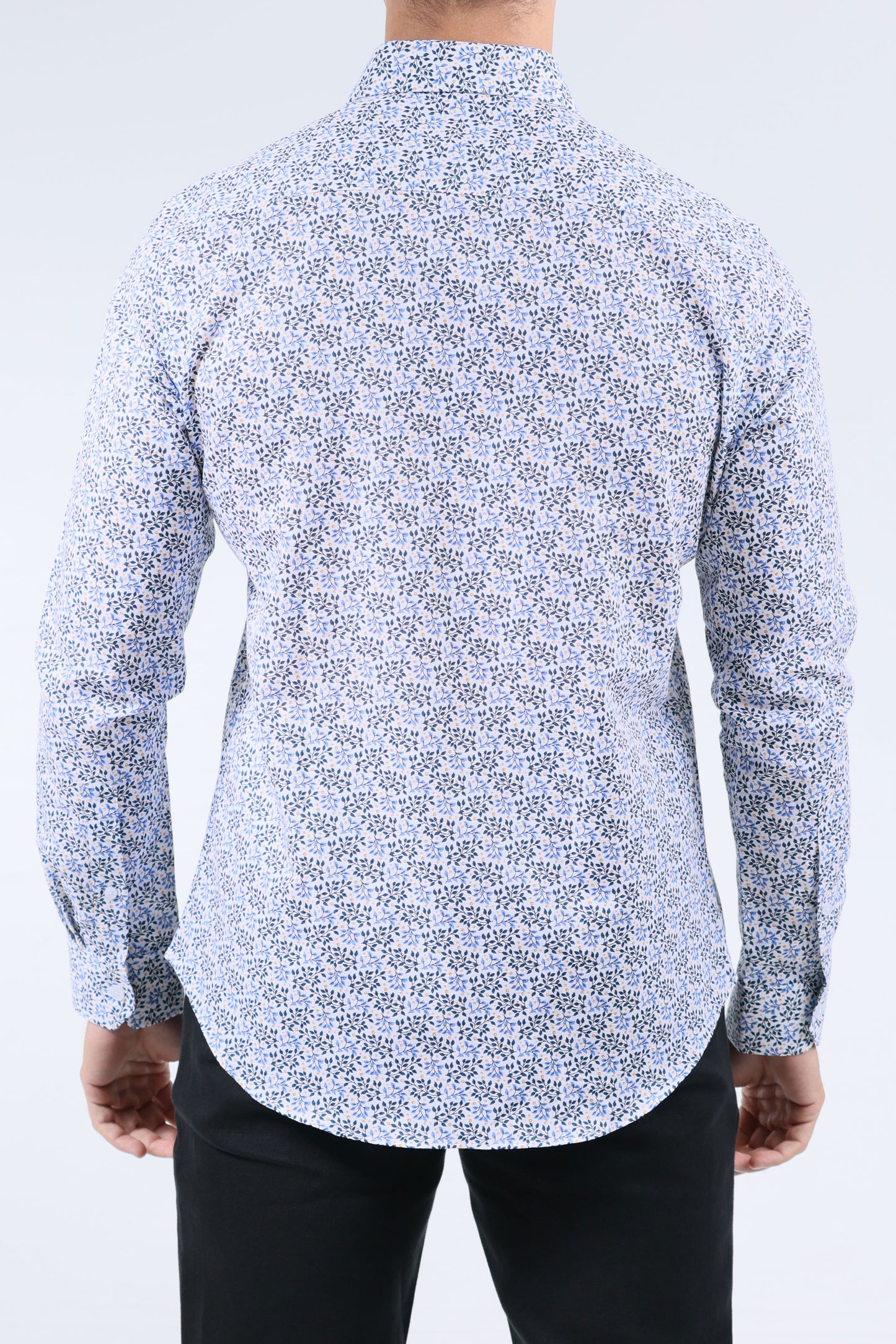CROCODILE MEN SEMI CASUAL SLIM FIT FS SHIRT- BLUE FORGET ME NOT