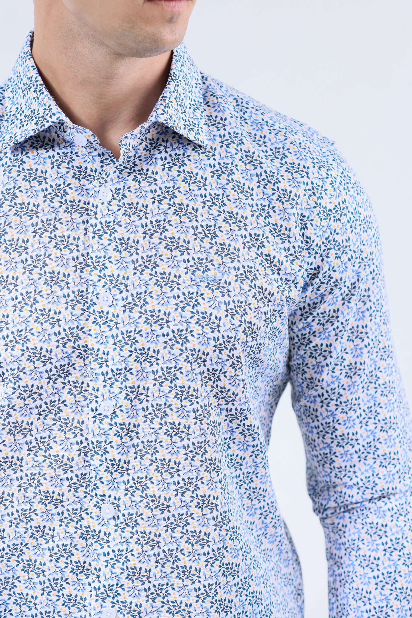 CROCODILE MEN SEMI CASUAL SLIM FIT FS SHIRT- BLUE FORGET ME NOT