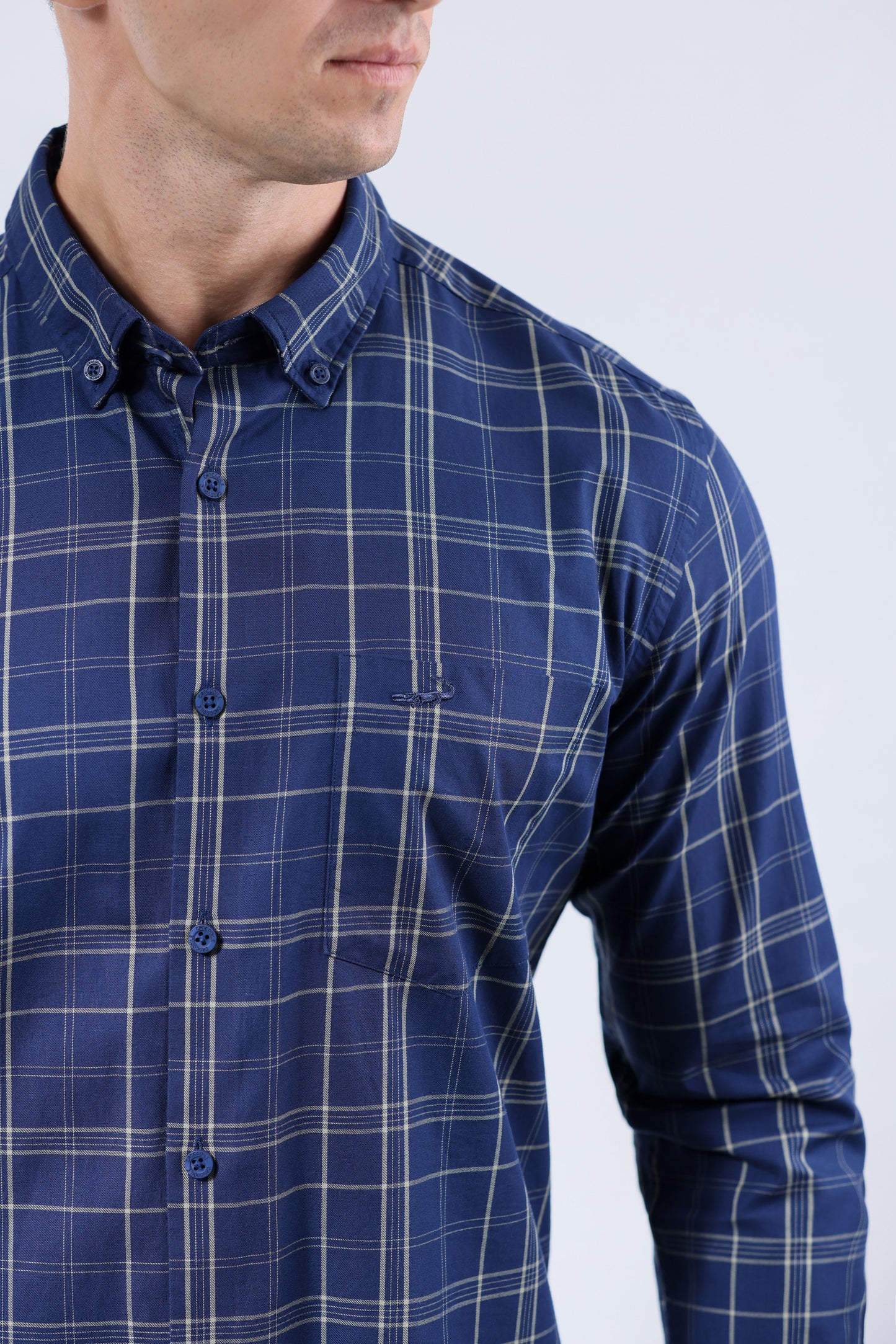 CROCODILE MEN SEMI CASUAL SLIM FIT FS SHIRT-NAVY