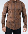 CROCODILE MEN SEMI CASUAL SLIM FIT FS SHIRT- BROWN SEQUOIA