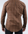 CROCODILE MEN SEMI CASUAL SLIM FIT FS SHIRT- BROWN SEQUOIA