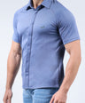 CROCODILE MEN SEMI CASUAL KNIT SLIM FIT SHIRT HS-PRINCESS BLUE