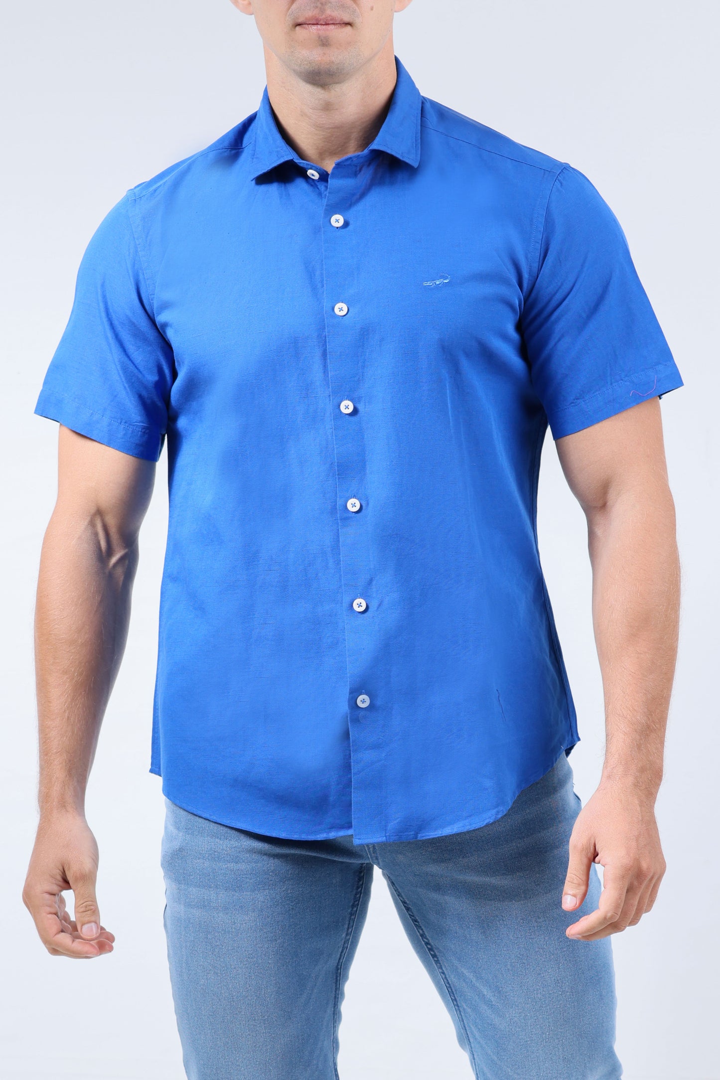 CROCODILE MEN LINEN SLIM FIT HS- DAZZLING BLUE