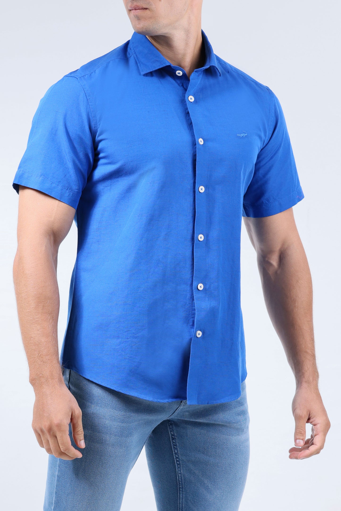 CROCODILE MEN LINEN SLIM FIT HS- DAZZLING BLUE