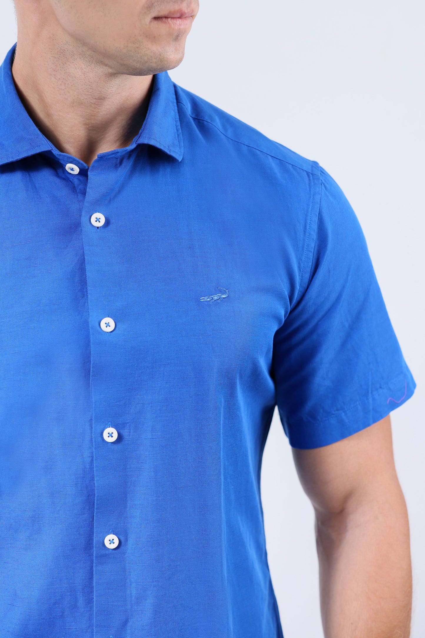 CROCODILE MEN LINEN SLIM FIT HS- DAZZLING BLUE