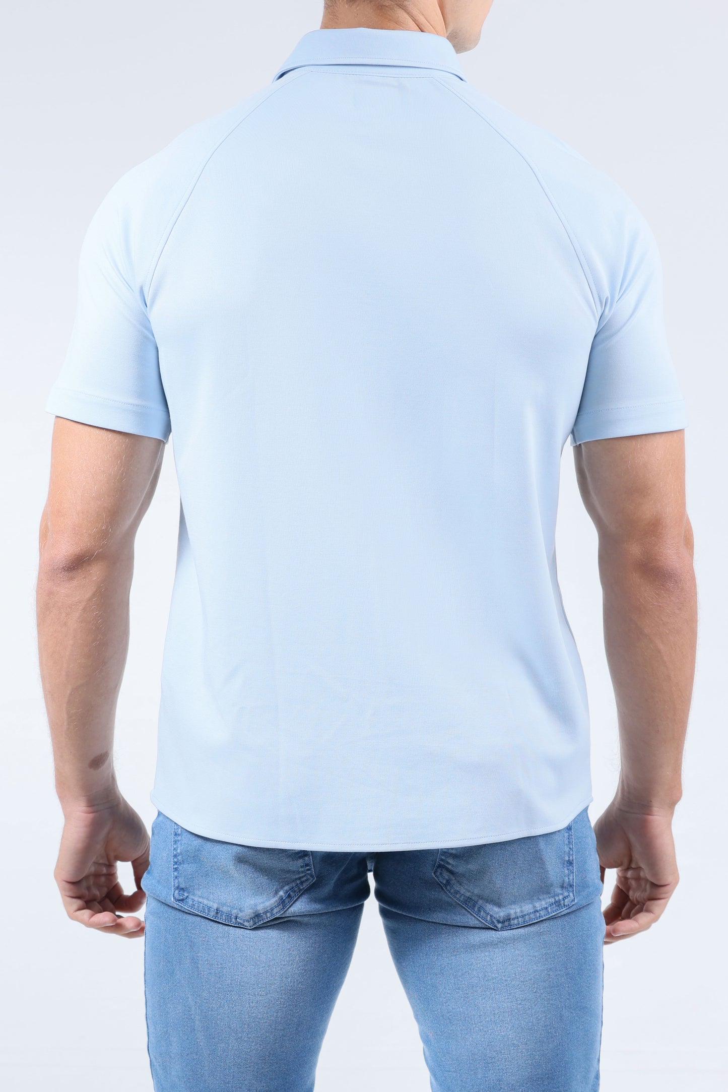 CROCODILE MEN SEMI CASUAL KNIT SLIM FIT SHIRT HS-BLEACHED DENIM