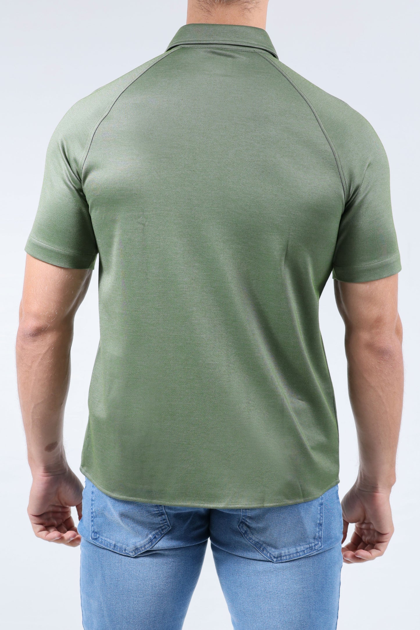 CROCODILE MEN SEMI CASUAL KNIT SLIM FIT SHIRT HS-ELM GREEN