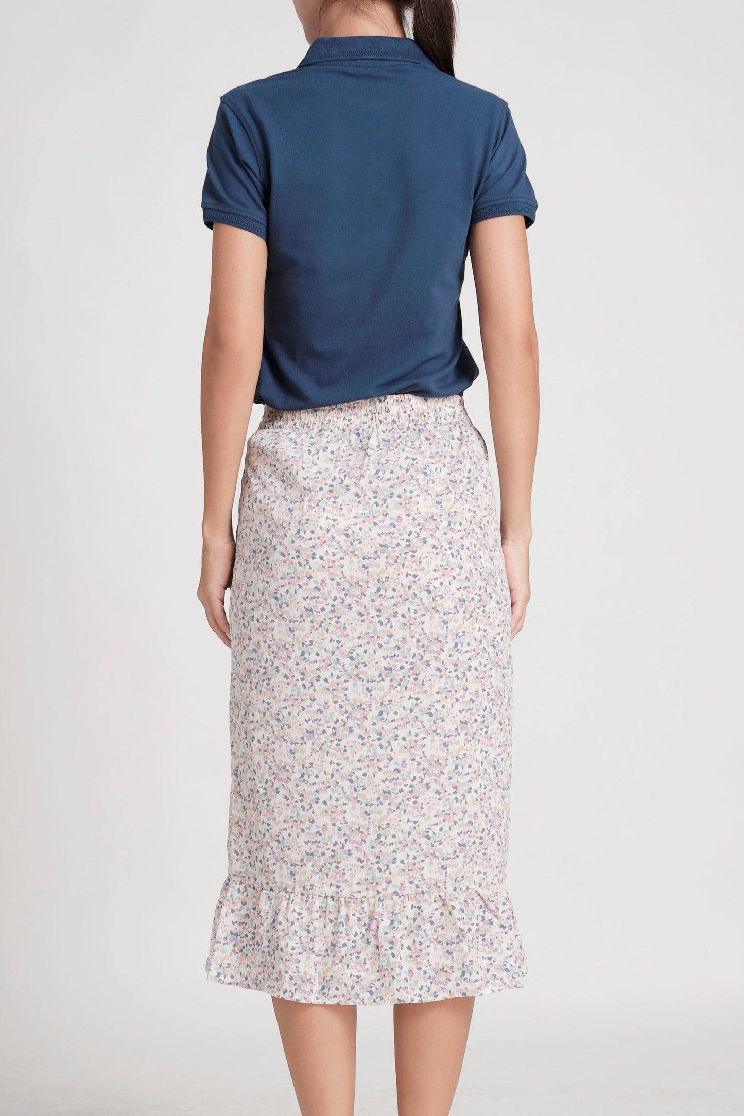 Delila Floral Cute Skirt-Blue