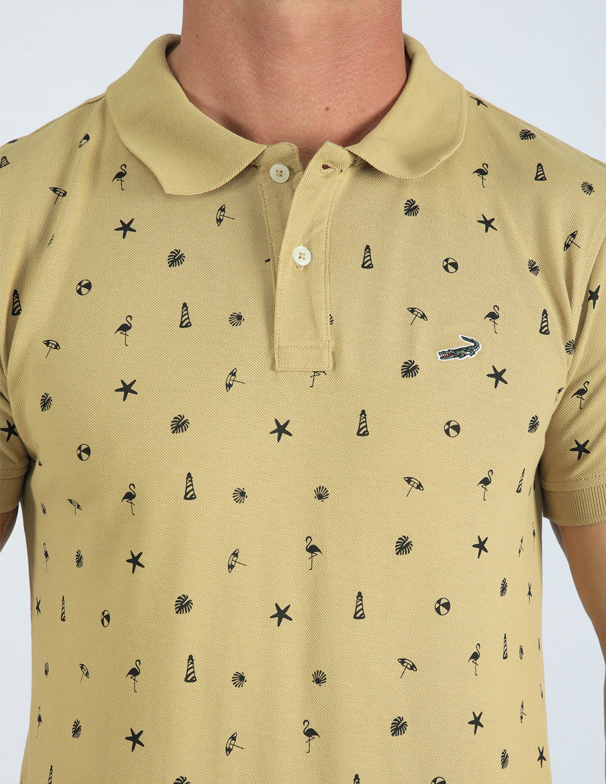 Crocodile Slim Fit Short sleeves-Casual Polo - Curry