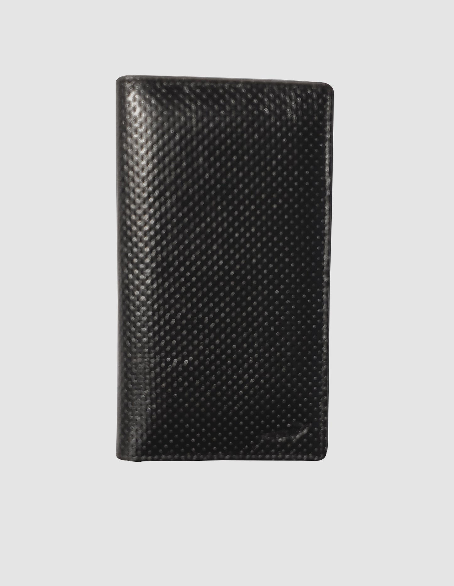 Black Leather Long Wallet with perforated finish