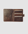 Brown Leather Travel Wallet with Snap Closure