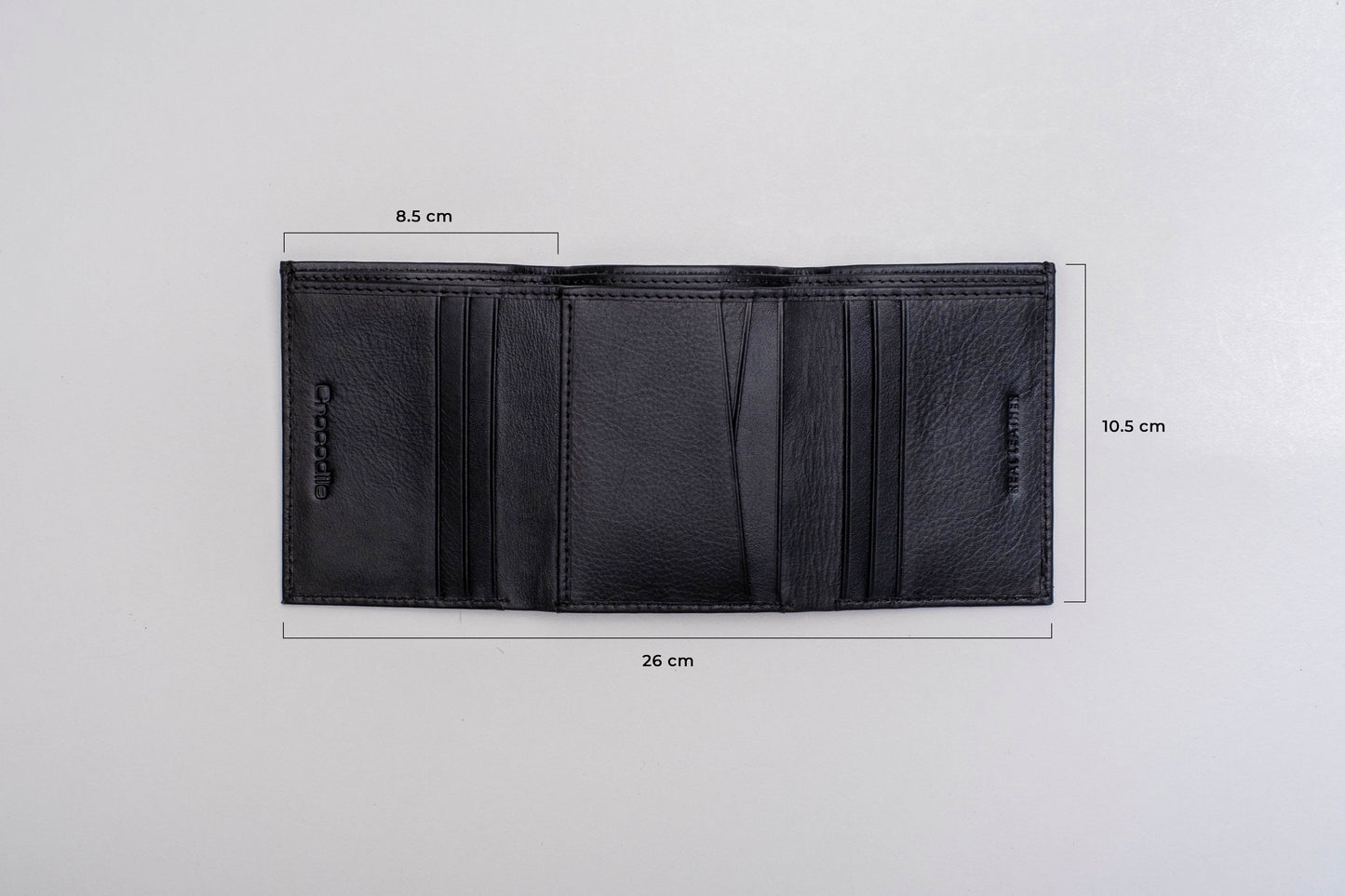 Trifold Leather Wallet - Black