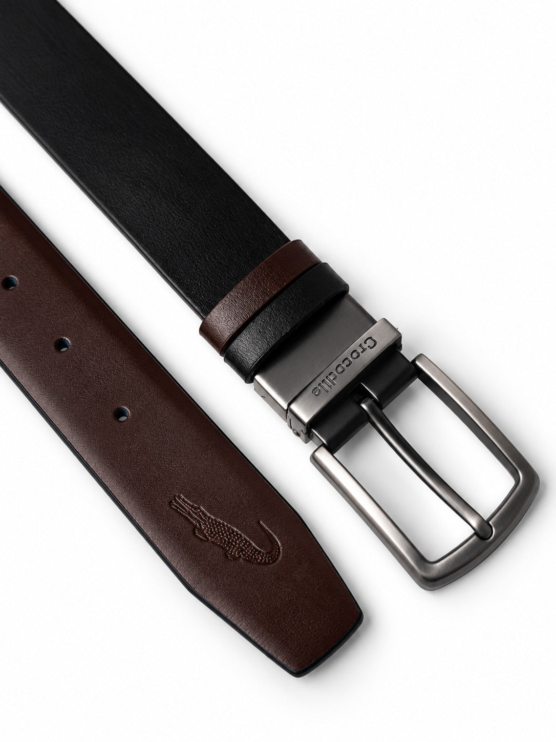 Pin Buckle Belt - Black/Maroon