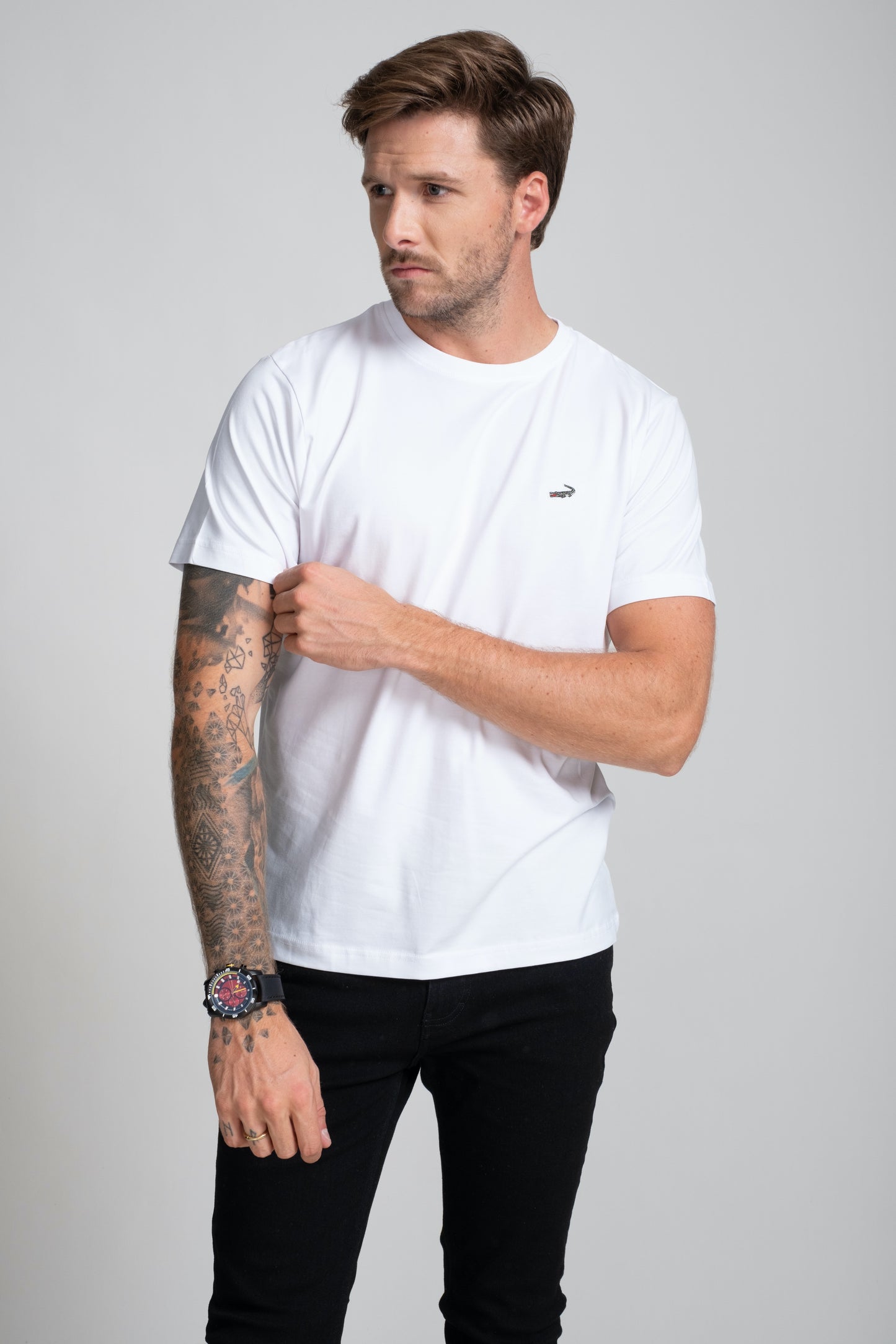 Classic Fit Short sleeves-CasualCrew Neck - Snow White