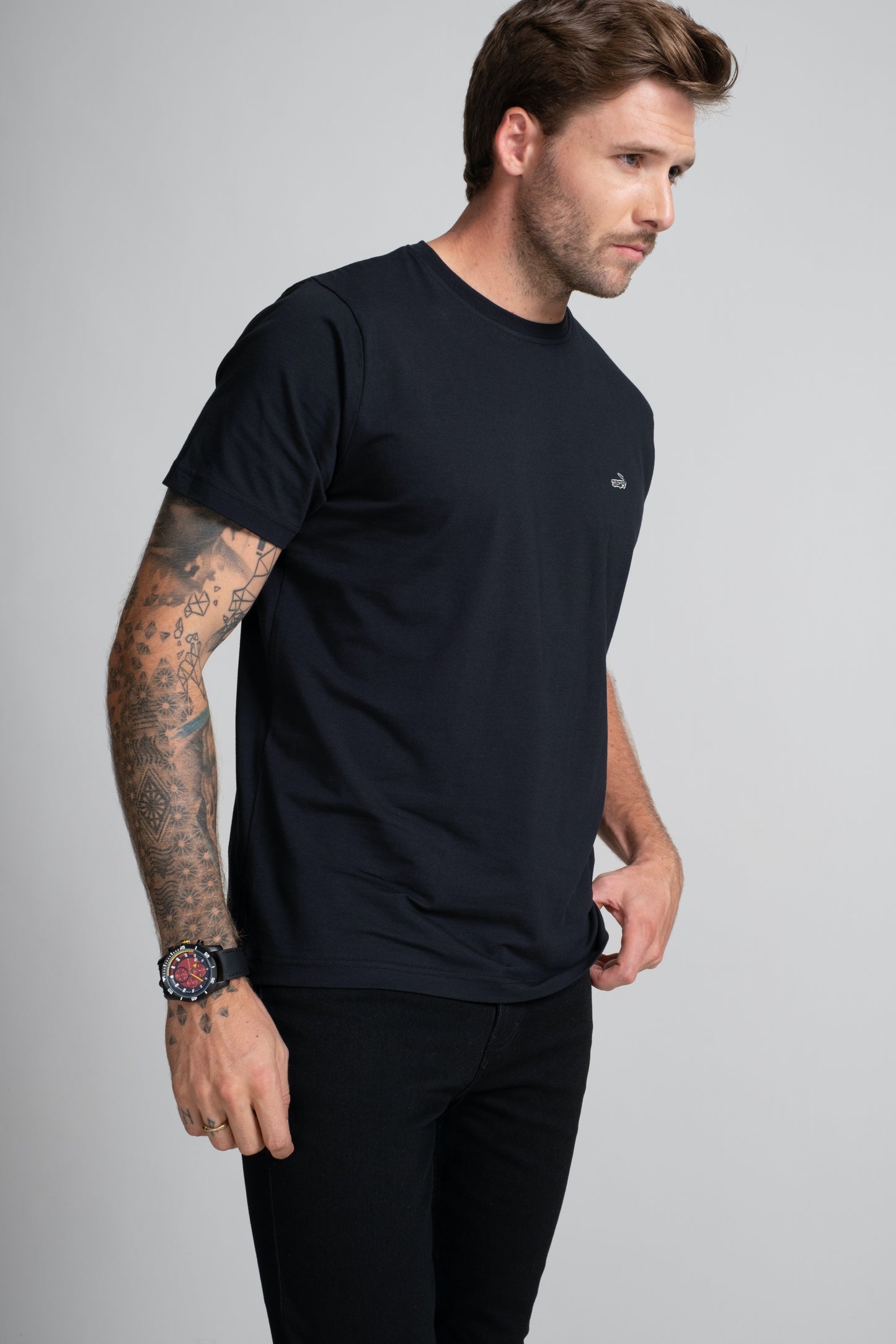 Classic Fit Short sleeves-CasualCrew Neck - Black Inck