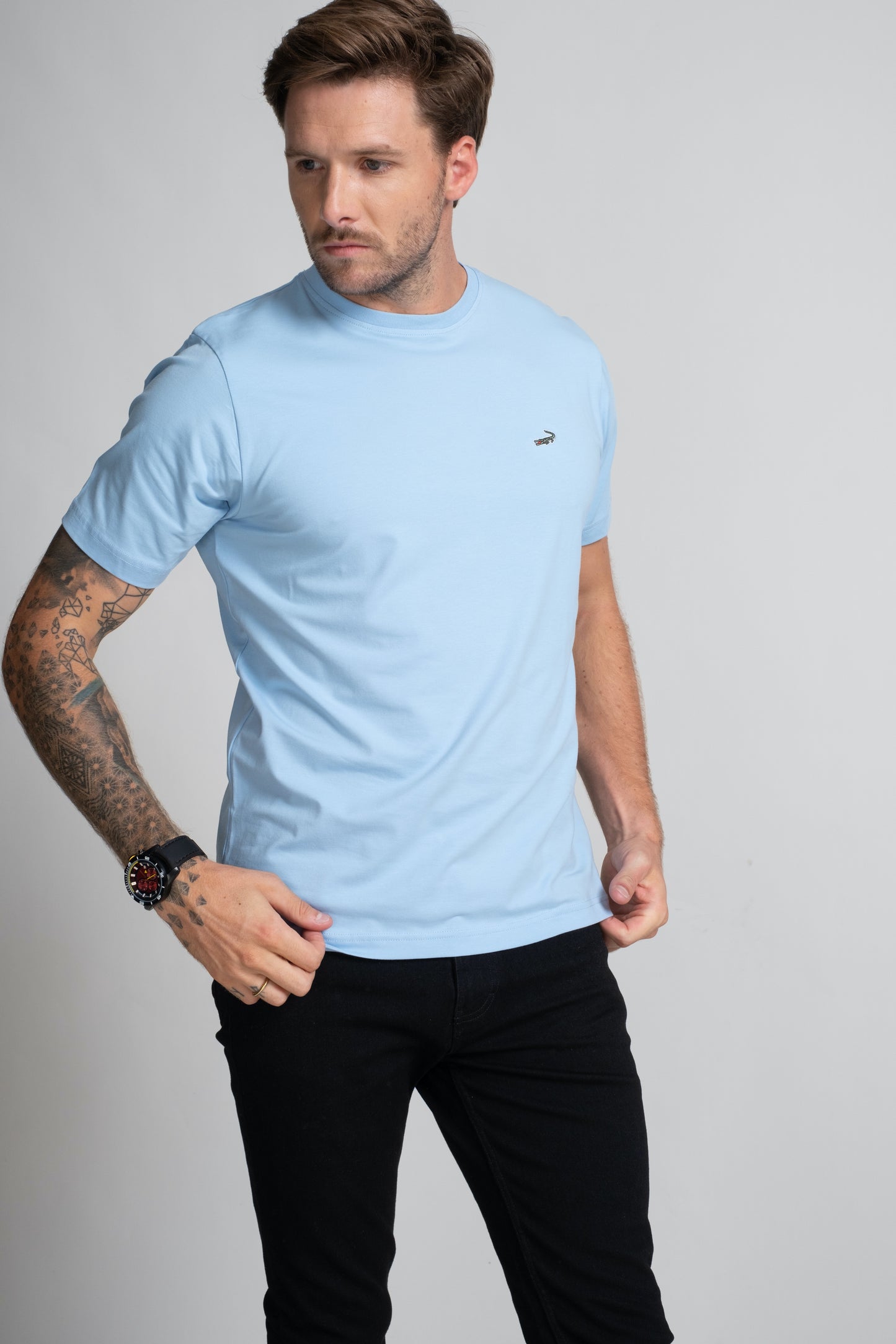 Classic Fit Short sleeves-CasualCrew Neck - Blue Bell