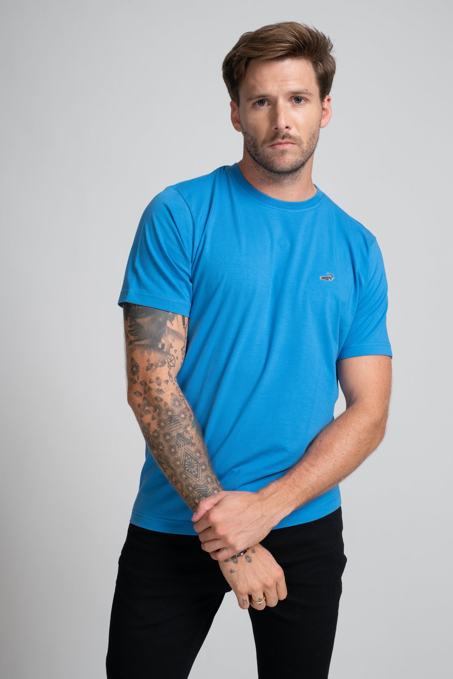 Classic Fit Short sleeves-CasualCrew Neck - Blue Mediterranian