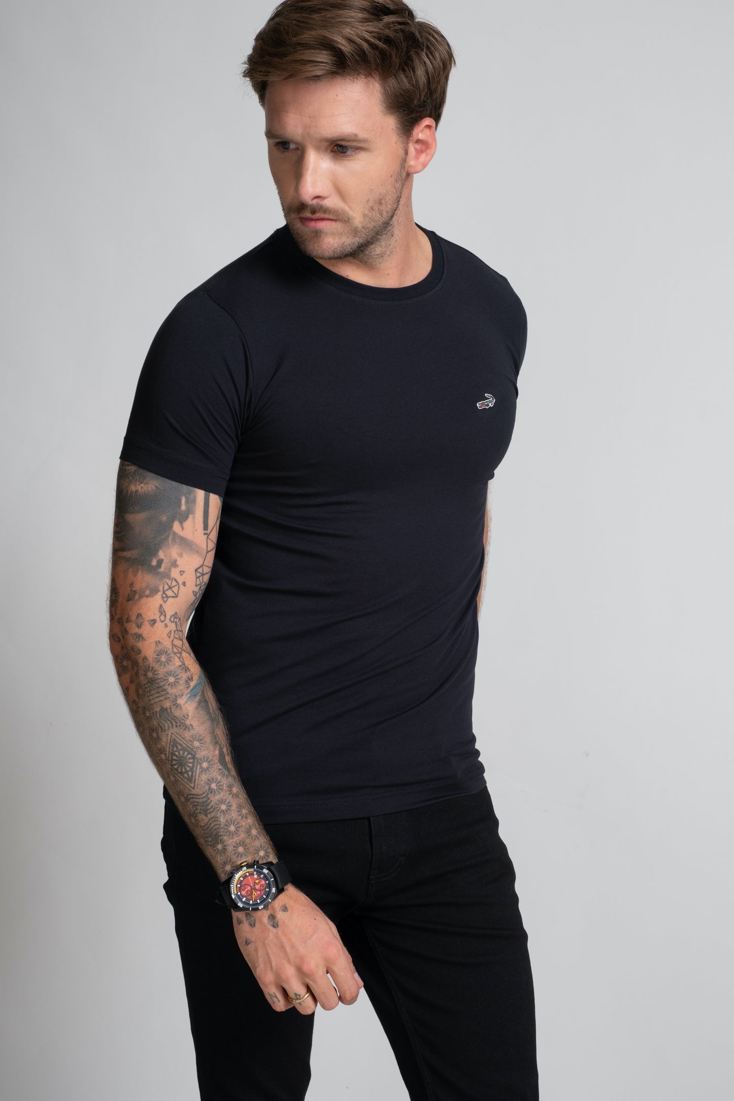 Action Fit Short sleeves-CasualCrew Neck - Black Inck