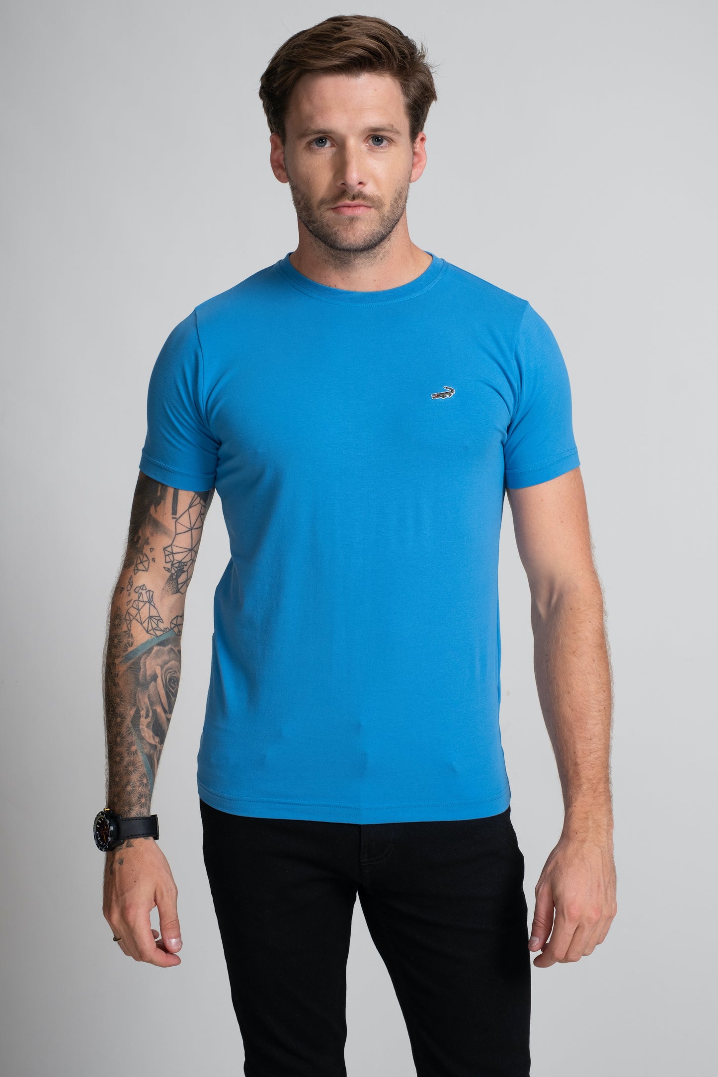 Action Fit Short sleeves-CasualCrew Neck - Blue Mediterranian