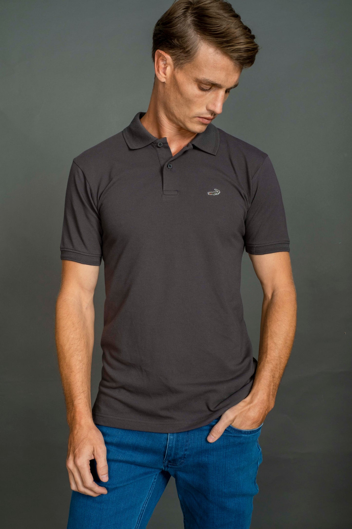 Supima Polo-Charcoal-Slim Fit