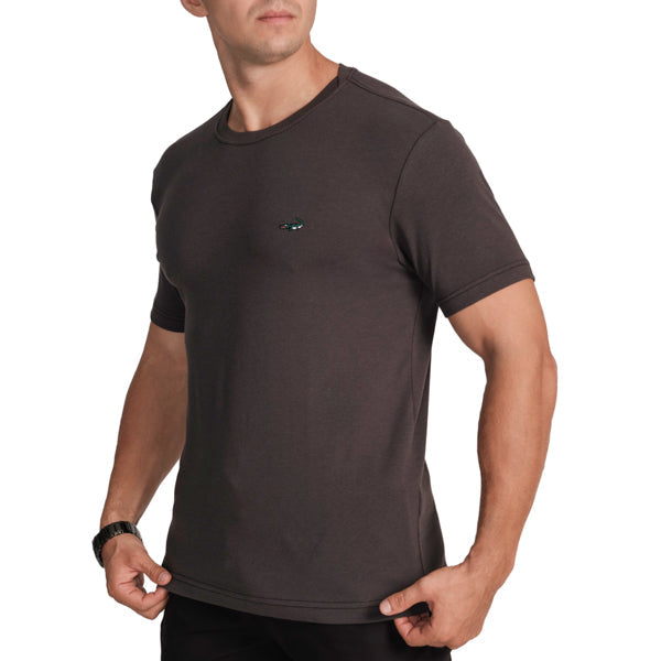 Slim Fit Crew Neck T-Shirt-Charcoal