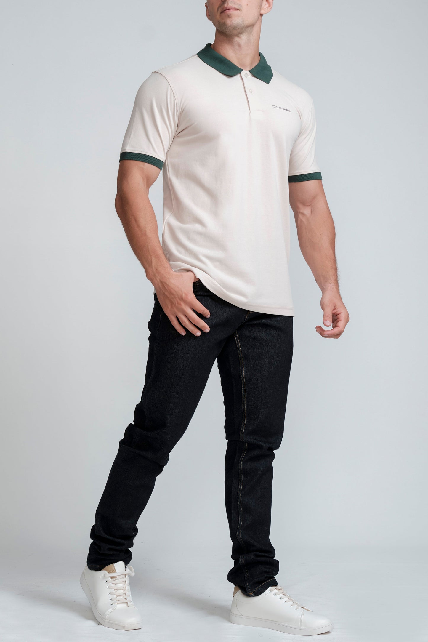 Crocodile - Slim Fit - Polo - HS T - Shirt Brown - Doeskin