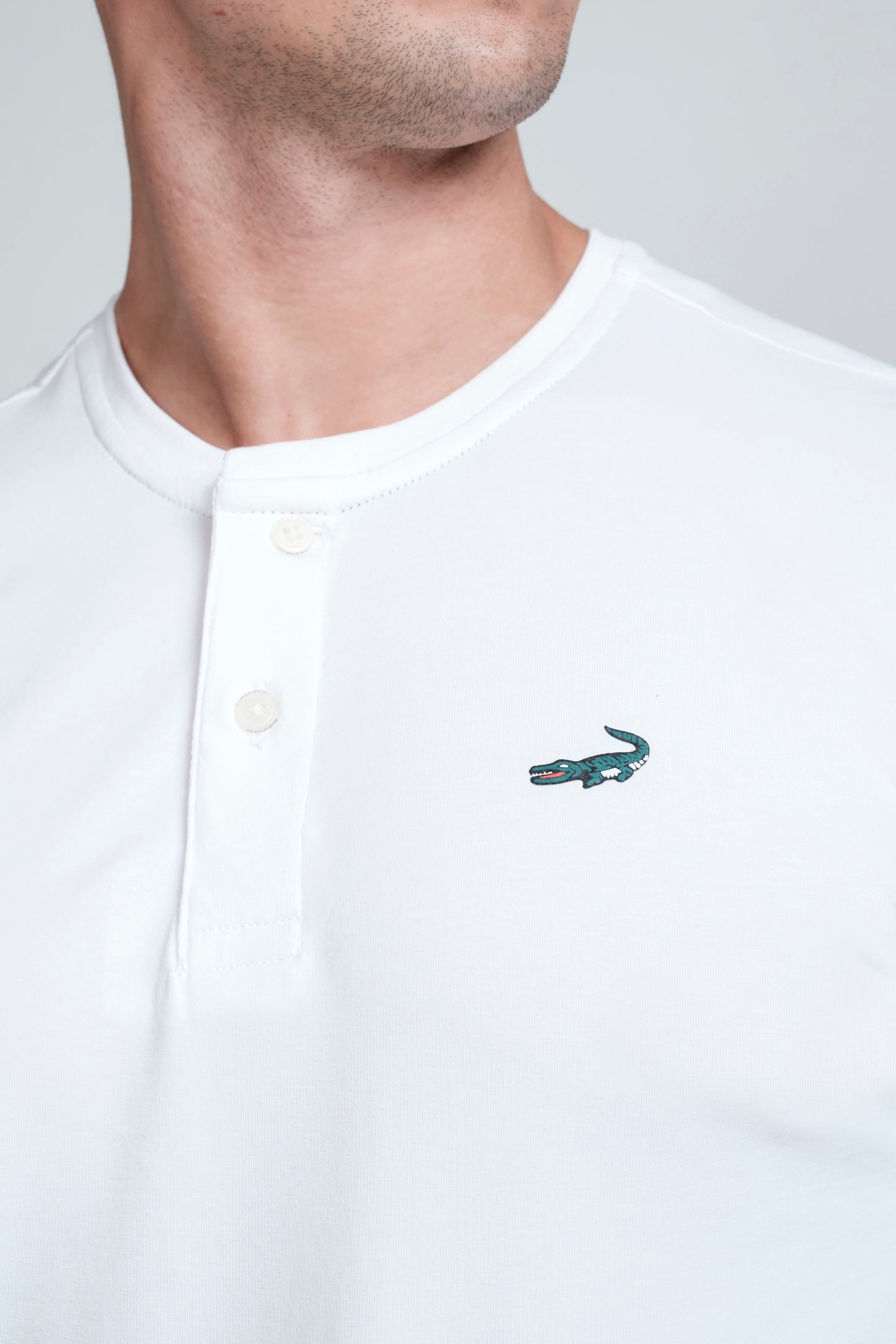 Crocodile Crew Neck Slim FS T Shirt Egret
