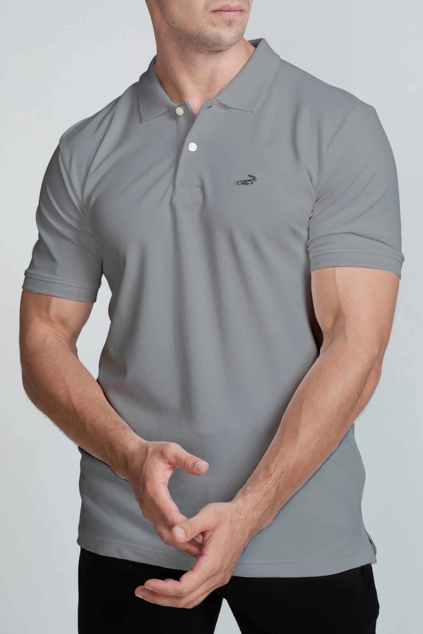 Crocodile Slim Fit Pima Cotton Castor Gray