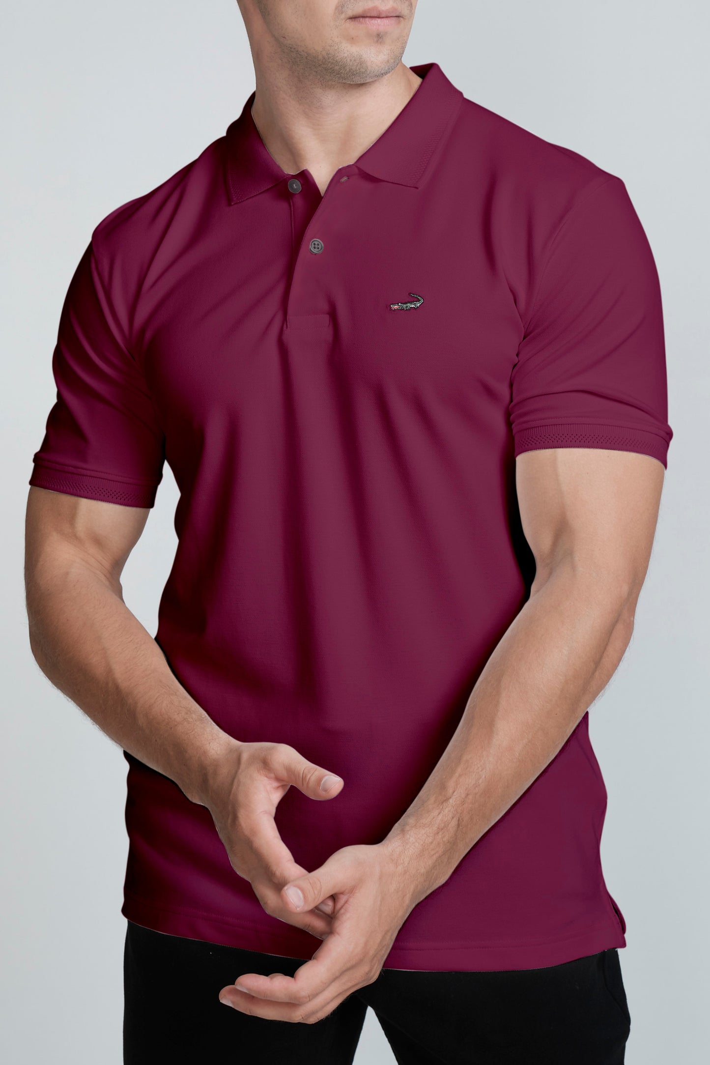 Crocodile Slim Fit Pima Cotton Raspberry