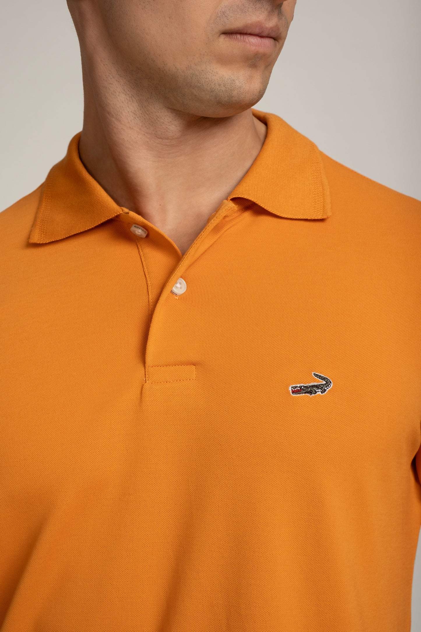 Crocodile Mens Supima Polo T Shirt Regular Fit Orange - Amberglow
